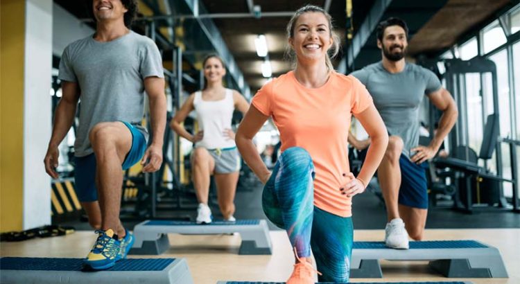 group fitness training young adults gym strength exercise